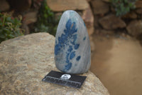 Polished Blue Spinel Spotted Quartz Standing Free Forms x 2 From Madagascar