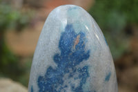 Polished Blue Spinel Spotted Quartz Standing Free Forms x 2 From Madagascar