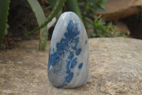 Polished Blue Spinel Spotted Quartz Standing Free Forms x 2 From Madagascar