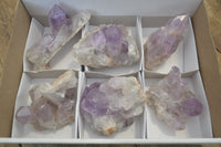 Natural Jacaranda Amethyst Quartz Clusters x 6 from Mumbwa, Zambia