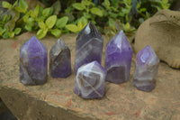 Polished Chevron Amethyst Points x 6 From Madagascar