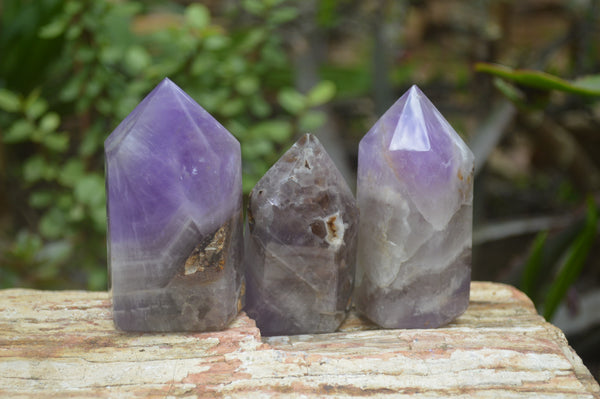 Polished Chevron Amethyst Points x 6 From Madagascar