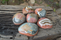 Polished On One Side Polychrome Jasper x 6 From Mahajanga, Madagascar