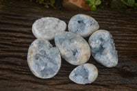 Polished Celestite Egg Geodes x 6 From Madagascar