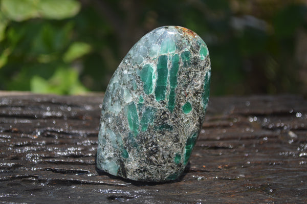 Polished Rare Emerald Mica In Matrix Standing Free Forms x 2 From Mutoko, Zimbabwe