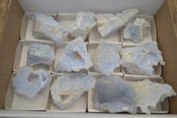 Natural Etched Blue Chalcedony Specimens x 12 From Nsanje, Malawi