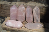 Polished Double Terminated Rose Quartz Points x 6 From Ambatondrazaka, Madagascar