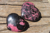 Polished Rhodonite Gemstone Hearts x 3 From Madagascar