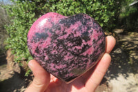 Polished Rhodonite Gemstone Hearts x 3 From Madagascar