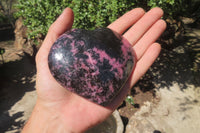 Polished Rhodonite Gemstone Hearts x 3 From Madagascar