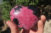 Polished Rhodonite Gemstone Hearts x 3 From Madagascar