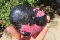 Polished Rhodonite Gemstone Hearts x 3 From Madagascar