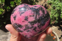 Polished Rhodonite Gemstone Hearts x 3 From Madagascar