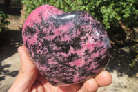 Polished Rhodonite Gemstone Hearts x 3 From Madagascar