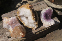 Natural Zululand Amethyst Agate Geodes x 3 from Jozini, South Africa