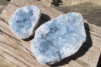 Natural Celestite Geode Specimens x 2 From Sakoany, Madagascar