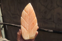 Polished Orange Twist Calcite Leaf Sculpture x 1 From Maevantanana, Madagascar