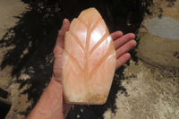 Polished Orange Twist Calcite Leaf Sculpture x 1 From Maevantanana, Madagascar