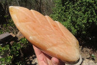 Polished Orange Twist Calcite Leaf Sculpture x 1 From Maevantanana, Madagascar