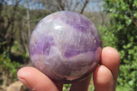 Polished Chevron Amethyst Spheres x 3 From Madagascar