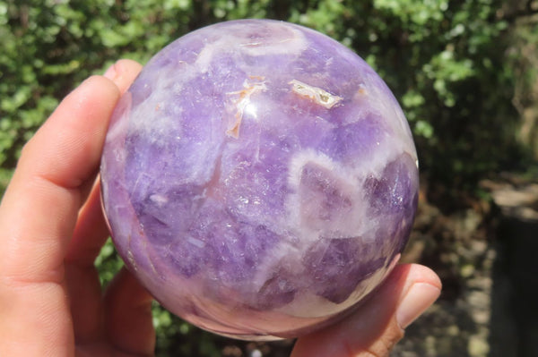 Polished Chevron Amethyst Spheres x 3 From Madagascar