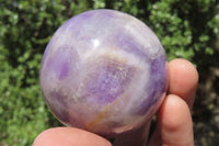 Polished Chevron Amethyst Spheres x 3 From Madagascar