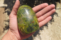 Polished Green Opal Standing Free Forms x 2 From Antsirabe, Madagascar