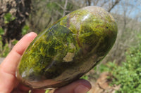 Polished Green Opal Standing Free Forms x 2 From Antsirabe, Madagascar