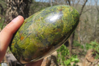 Polished Green Opal Standing Free Forms x 2 From Antsirabe, Madagascar