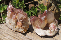 Natural Red Hematoid Quartz Clusters x 2 From Karoi, Zimbabwe