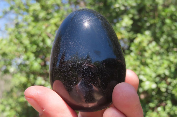 Polished Black Tourmaline Gemstone Eggs x 6 From Madagascar