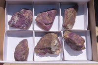 Natural Metallic Purpurite Cobbed Specimens x 6 From Erongo, Namibia