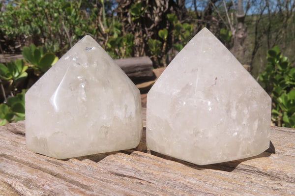 Polished White Quartz Crystals x 2 From Angola