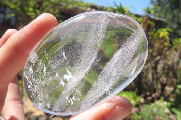 Polished Clear Quartz Palm Stones x 24 From Madagascar