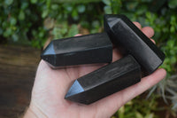 Polished Black Basalt Point-Prisms x 12 From Antsirabe, Madagascar