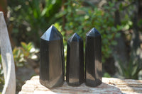 Polished Black Basalt Point-Prisms x 12 From Antsirabe, Madagascar