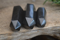 Polished Black Basalt Point-Prisms x 12 From Antsirabe, Madagascar