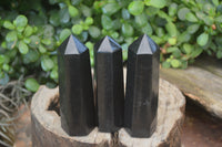 Polished Black Basalt Point-Prisms x 12 From Antsirabe, Madagascar