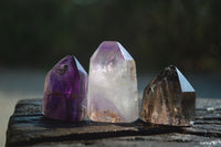 Polished Smokey Amethyst Window Quartz Points x 20 From Akansobe, Madagascar