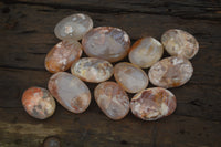 Polished Flower Agate Galet-Palm Stones x 12 From Antsahalova, Madagascar