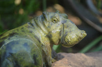 Polished Hand Made Leopard Stone Hippos X 2 From Zimbabwe