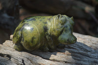 Polished Hand Made Leopard Stone Hippos X 2 From Zimbabwe