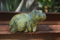 Polished Hand Made Leopard Stone Hippos X 2 From Zimbabwe