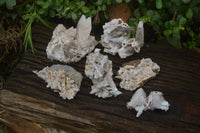 Natural Drusy Quartz Coated Calcite Pseudomorph Specimens x 6 From Alberts Mountain, Lesotho