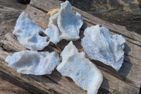 Natural Etched Blue Chalcedony Specimens x 5 From Nsanje, Malawi