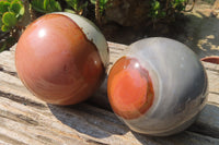 Polished Polychrome Jasper Spheres x 2 From Mahajanga, Madagascar