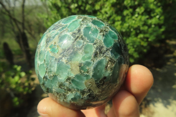 Polished Rare Emerald Mica In Matrix Spheres x 2 From Mutoko, Zimbabwe