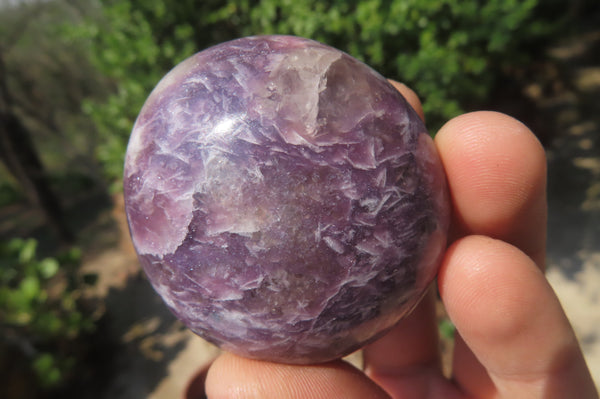 Polished Lepidolite with Pink Rubellite Palm Stones x 12 From Ambatondrazaka, Madagascar