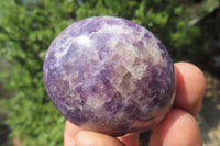 Polished Lepidolite with Pink Rubellite Palm Stones x 12 From Ambatondrazaka, Madagascar