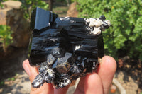 Natural Black Tourmaline With Feldspar Specimens x 4 From Namibia